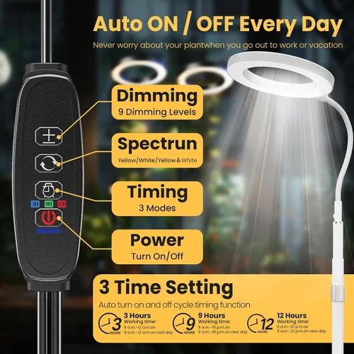 Miniatura 2 de bseah Luz de crecimiento, luz de soporte para plantas de interior, paquete de 2, lámpara de crecimiento de escritorio de espectro completo