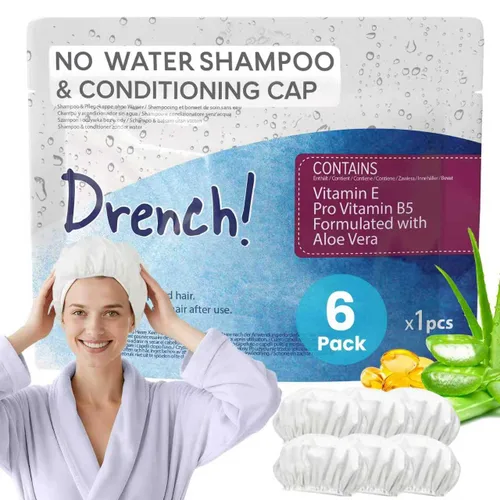 Drench - Cápsulas de champú sin enjuague - Tapa de champú y acondicionador sin agua - Cápsulas de lavado de cabello seco para ancianos o postrados