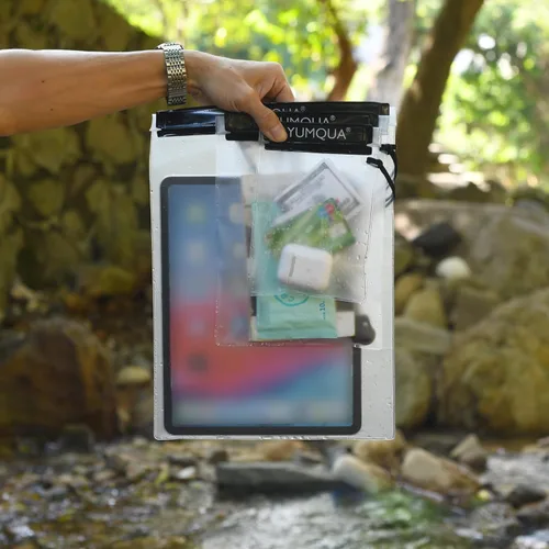 Miniatura 7 de YUMQUA Bolsa impermeable transparente, bolsa impermeable para documentos, soporte para pasaporte, funda hermética para mapas, bolsa impermeable a