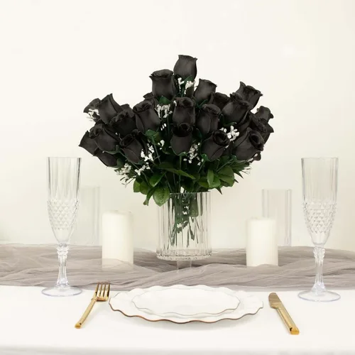 Miniatura 8 de Efavormart 12 arbustos Ramos de capullos de rosas artificiales de seda de primera calidad