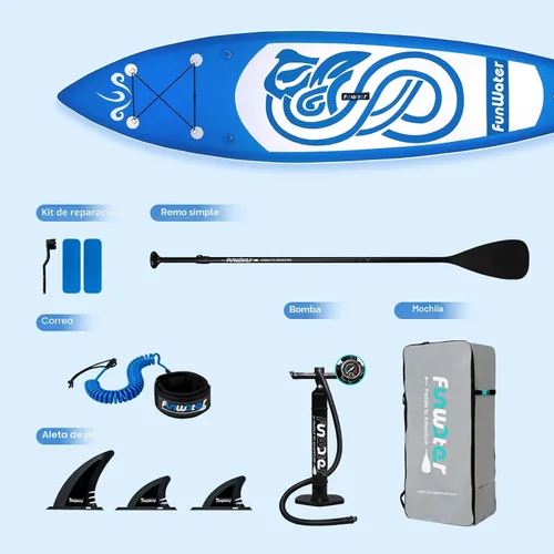 Miniatura 4 de FunWater 8'/10'/10'6"/11'6" Inflatable Stand Up Paddle Board with Premium SUP Paddleboard Accessories, Wide Stable Anti-Slip EVA Deck,Paddle Boards
