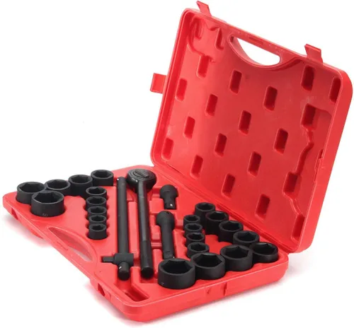 Miniatura 2 de Juego de dados de impacto de 27 piezas de 3/4 "pulgadas de impulsión métrica SAE estándar automotriz mecánico