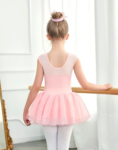 Miniatura 3 de Zaclotre Leotardo de Ballet para Niñas con Espumas Brillantes Sin Mangas de Malla, Vestido de Baile, Tutú, Traje de Bailarina para Niños