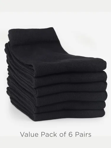 Miniatura 6 de COTTON DAY Calcetines unisex de algodón suave para niños y niñas, con puntera sin costuras, color negro, blanco, gris, azul marino, paquete de 6