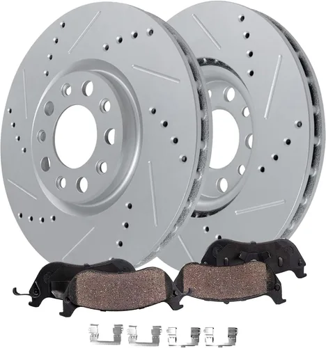 Miniatura 23 de Detroit Axle - Kit de freno delantero para Nissan Sentra 2020-2024 de 11.02 pulgadas, rotores de freno de disco perforados y ranurados, pastillas