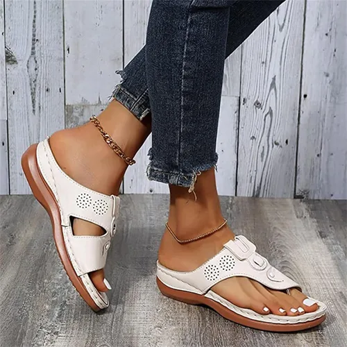 Miniatura 91 de Ladmiple Sandalias ortopédicas florales de moda 2023 con soporte de arco, zapatillas romanas casuales con puntera abierta