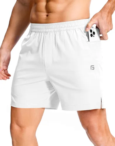 Miniatura 9 de GGJ Pantalones cortos deportivos ligeros para hombre con 2 bolsillos con cremallera de 7/5/9 pulgadas, pantalones cortos de tenis de secado rápido
