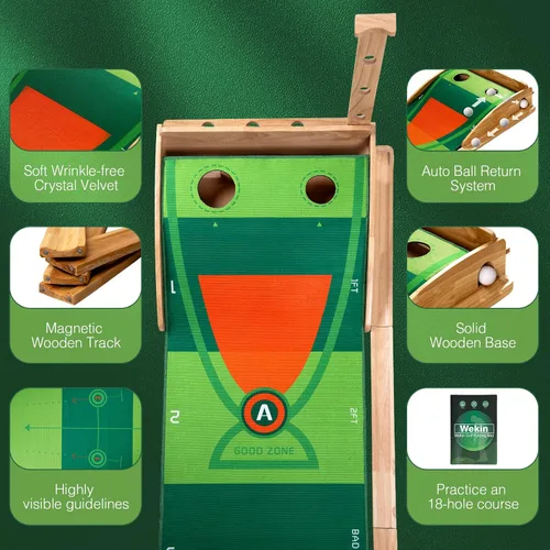 Miniatura 3 de Wekin Indoor Putting Green with Auto Ball Return,11 Foot Golf Practice Putting Mat,Ideal Training Putting Mat for Beginners & Advanced Players