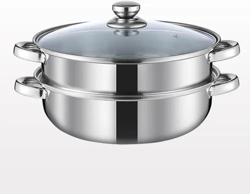 Miniatura 8 de Olla de vapor para cocinar olla de vapor de 3.0 cuartos de galón con tapa, utensilios de cocina multiusos de acero inoxidable de 2 niveles con asa