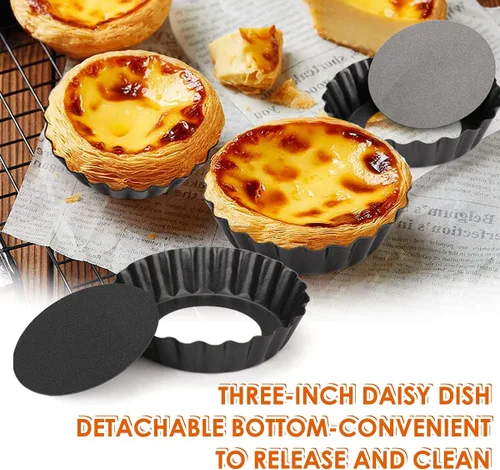 Miniatura 4 de 6 moldes para tarta de huevo, mini sartenes de 3 pulgadas con parte inferior extraíble, molde para magdalenas para magdalenas, molde de hojalata