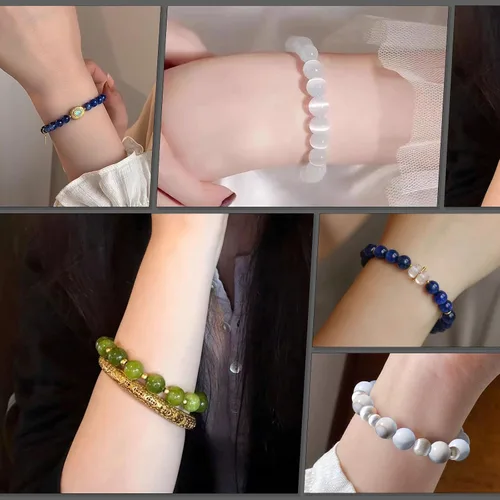 Miniatura 5 de Cuentas de Apatita 10mm 35 Piezas de Piedra para Hacer Joyería, Cuentas Grandes, Pulseras, Keychaian, Cuentas Sueltas Redondas Lisas, Cuentas