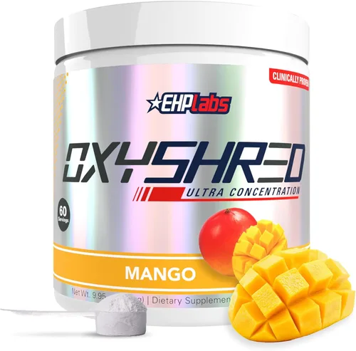 EHP Labs OxyShred Polvo de Pre Entrenamiento - Polvo de preentrenamiento con L glutamina y acetil L carnitina, bebida de refuerzo de energía -