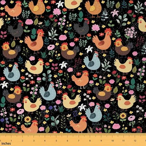Miniatura 27 de The Yard - Tela de estilo rústico para gallina, tela de poliéster de franela suave de pollo, animales de granja, tela no elástica, suministros