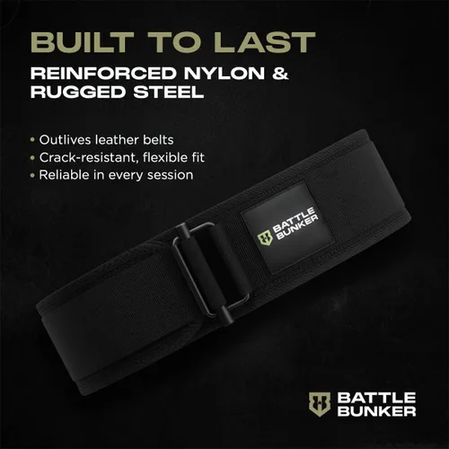 Miniatura 6 de Battle Bunker Cinturón híbrido – Cinturón de levantamiento de pesas autoblocante para un máximo apoyo y estabilidad – Cinturones de gimnasio