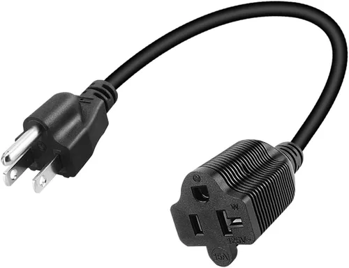 Miniatura 5 de Cable de alimentación NEMA 5-15P a 5-15/20R - 15A a 20A, Nema 5-15P a 5-15R/5-20R (peine 20Amp T Blade) - Listado UL 14AWG Negro 1FT/0.32M