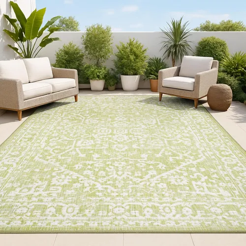 Miniatura 18 de JONATHAN Y Boho Medallion - Alfombra para interiores y exteriores, 3 x 5 pies, color verde azulado/gris, tejido texturizado Malta, para patio