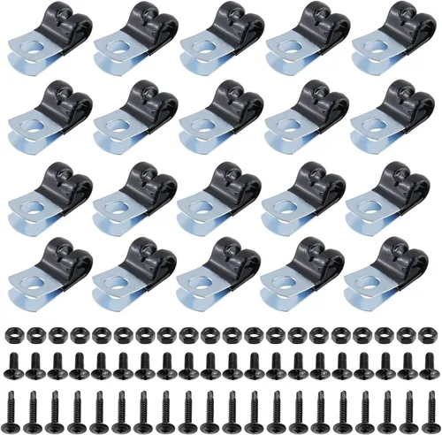 Miniatura 13 de Antrader Clips de cable tipo R, abrazaderas de cable de 0.12 pulgadas con tornillos, acero inoxidable 304, 100