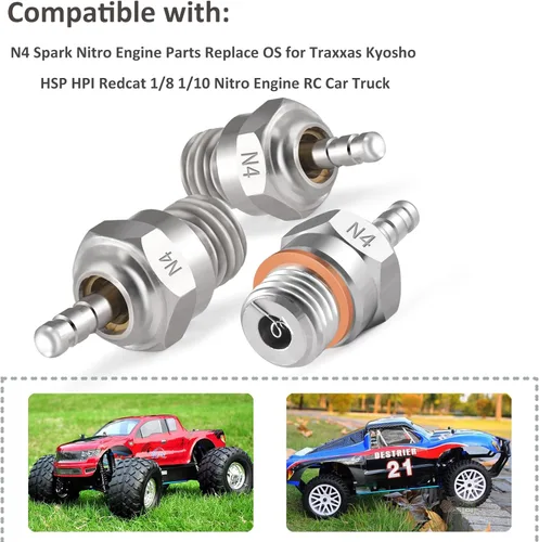Miniatura 2 de N4 Bujías de bujía incandescente caliente para Traxas T-maxx Kyosho HSP1 HPI Redcat 1/8 1/10 RC Coche Camión Buggy Accesorios, paquete de 5 piezas