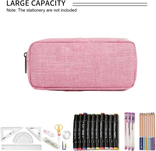 Miniatura 2 de Della Gao - Estuche pequeño para lápices de gran capacidad, bolsa para marcadores y lápices, bolsa para monedas, organizador de papelería de oficina