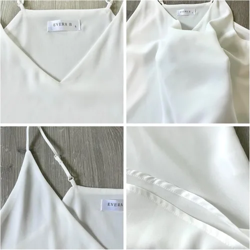 Miniatura 6 de Camiseta de chifón con tirantes delgados ajustables y cuello en V