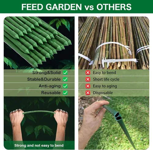 Miniatura 5 de FEED GARDEN Estacas de jardín de 30 pulgadas, 2.5 pies, paquete de 25 unidades, soporte resistente de palos de metal para plantas, estacas