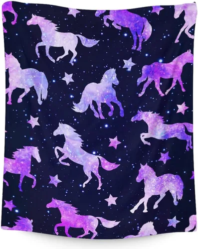 Miniatura 11 de Manta de caballo para regalo, 30 x 40 pulgadas, bonita manta para niñas y niños, manta blanca de felpa suave y mullida para sofá, oficina