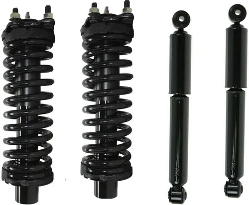 DTA 70029 Juego completo de 2 puntales delanteros completos con resortes y soportes + 2 amortiguadores traseros, 4 piezas compatibles con Jeep