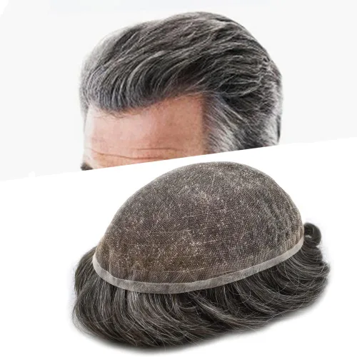 Miniatura 108 de PUNRU HAIR Completo Swiss Lace Toupee para hombres Sistema de cabello humano real Sistema de reemplazo de cabello humano para hombre Toupee
