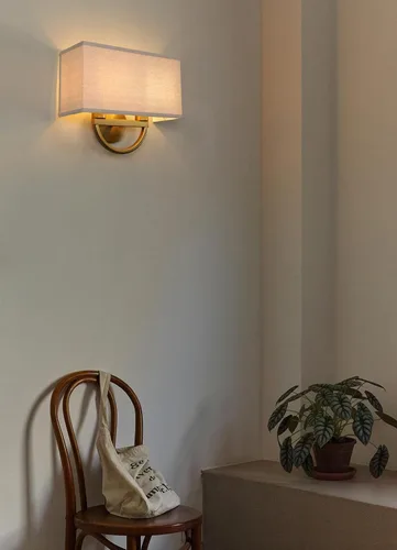 Miniatura 3 de Yosoan Aplique de pared de latón dorado, estilo bohemio, para escaleras, 2 luces, para interiores, con cable doble, montaje en pared, luces de base