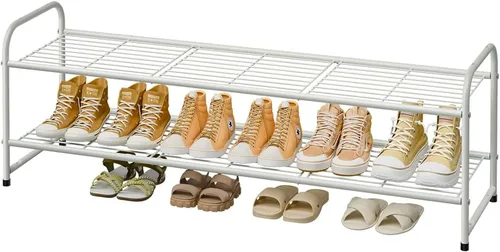Miniatura 16 de Zapatero de 2 niveles para armario, organizador de almacenamiento de zapatos extra largo de 44 pulgadas para estantes, metal resistente, fácil