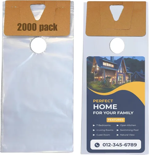 Miniatura 9 de TidyFriend Bolsas para colgar puertas de 6 x 12 pulgadas (paquete de 100), bolsas transparentes para colgar puertas que protegen volantes, folletos