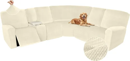 Miniatura 365 de Arfntevss Fundas de sofá seccional reclinable de terciopelo, Funda de sofá seccional de esquina para sofá reclinable, Funda elástica suave