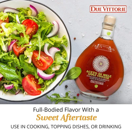 Miniatura 3 de Due Vittorie Vinagre de manzana Vinagre de sidra de manzana crudo fácil de beber envejecido en barriles de vino de barrica, vinagre gourmet