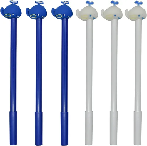 Maydahui 12 bolígrafos con forma de ballena con forma de ballena, bolígrafos de peces de colores, tinta de gel negra para oficina, escuela, papelería