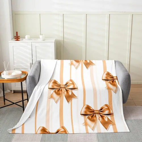 Miniatura 7 de Erosebridal Black Ribbon Bow Fleece Throw Blanket 40"x50" - Ultra-Soft for Couch Sofa Bed,Geometric Stripes Flannel Blanket,Princess Style Bowknot