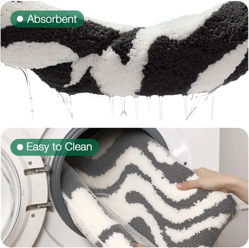 Miniatura 7 de LUMI Alfombra de baño antideslizante estética moderna, ultra suave, absorbente, lavable, de secado rápido, alfombras de piso de alta calidad