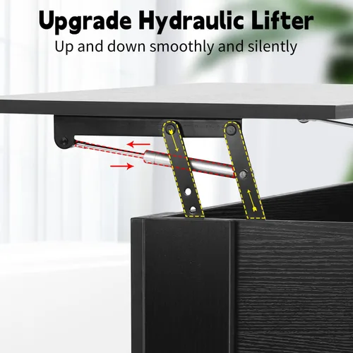 Miniatura 5 de Mesa de centro elevable con compartimento oculto y almacenamiento, mesas de centro elevables de madera moderna para sala de estar y sala