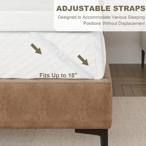 Miniatura 4 de Zenzy 2" Twin Mattress Topper Cover, Oeko-TEX Certified, Ultra-Soft Zippered Topper Protector with Adjustable Straps, Washable (Cover Only)