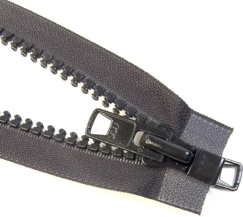 YKK Cremallera de marca, negro #10 se separa en la parte inferior, deslizador de pestañas de metal de grado marino, resistente (120 pulgadas)