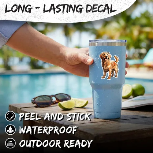 Miniatura 3 de Adhesivo Golden Retriever de 4 pulgadas, diseño de perro y familia, cachorro dorado, impermeable para laptop, botella de agua, vaso de automóvil