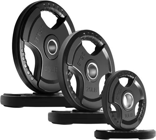 Miniatura 13 de RitFit Weight Plates for Barbell, 2-Inch Olympic Rubber Grip Plates for Weightlifting and Strength Training in Home & Gym, Single, Pair and Sets