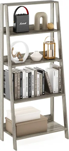 Miniatura 13 de Furinno Estantería de escalera de 4 niveles, estantería con diseño de marco abierto, estantes de almacenamiento de pie, estante de almacenamiento