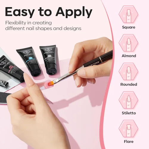 Miniatura 7 de Modelones – Kit de uñas de polygel, geles de construcción de uñas de 6 colores, kit de polygel para hacer extensiones de uñas rosa claro, blanco