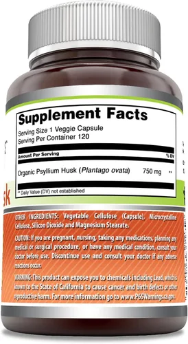 Miniatura 3 de Amazing Formulas - Suplemento de cápsulas vegetales de cáscara de psyllium de 750 mg Sin OMG Sin gluten Fabricado en Estados Unidos Adecuado