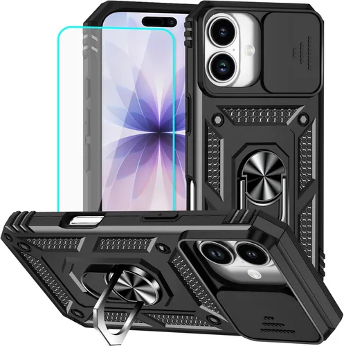 Miniatura 38 de HNHYGETE Funda para iPhone XR con protector de pantalla HD: [grado militar de 20 pies probada en caídas] Funda protectora para cámara deslizante a