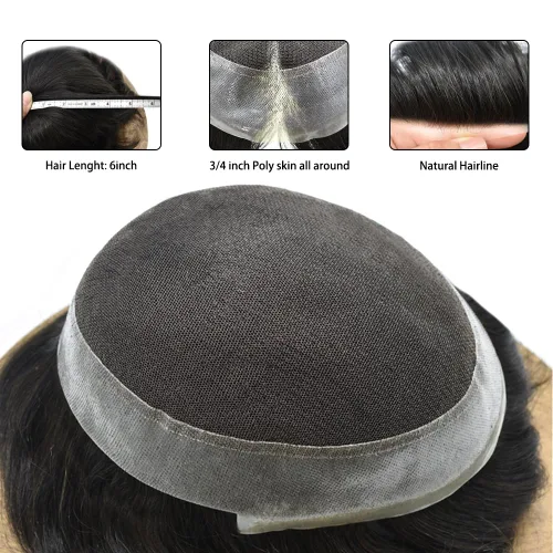 Miniatura 71 de Toupee para hombres Piezas de cabello humano real Encaje suizo para hombres Toupee unidades de cabello humano europeo para hombres Hairpieces