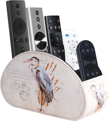 Organizador de mesa de piel sintética con 5 compartimentos para cosméticos, suministros de oficina, regalos para hombres, novio, marido, garza retro