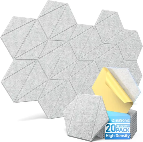 Miniatura 14 de Paquete de 12 paneles acústicos con paneles autoadhesivos de espuma a prueba de sonido de 12 x 10 x 0.4 pulgadas para paredes, paneles de pared