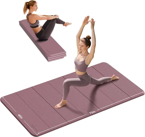 Miniatura 8 de PAIDU Tapete de yoga plegable de grosor de 2/5 pulgadas (0.394 in), diseño antideslizante de elastómero termoplástico, plegado rápido, fácil
