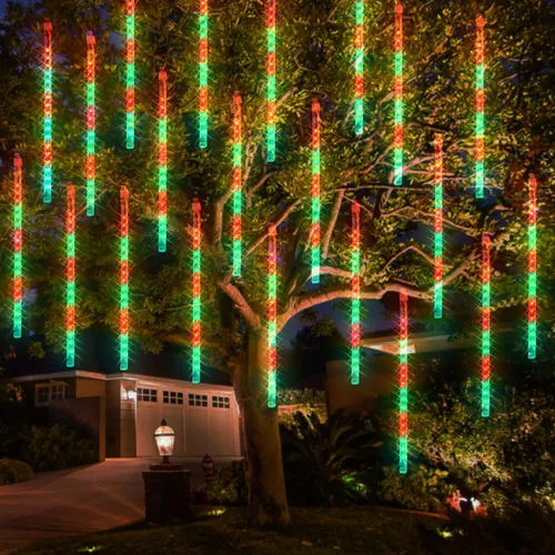 Miniatura 10 de Dazzle Bright 288 luces LED de Navidad, luces de lluvia de meteoritos de 11.8 pulgadas con 8 tubos, enchufe impermeable, luces de lluvia que caen